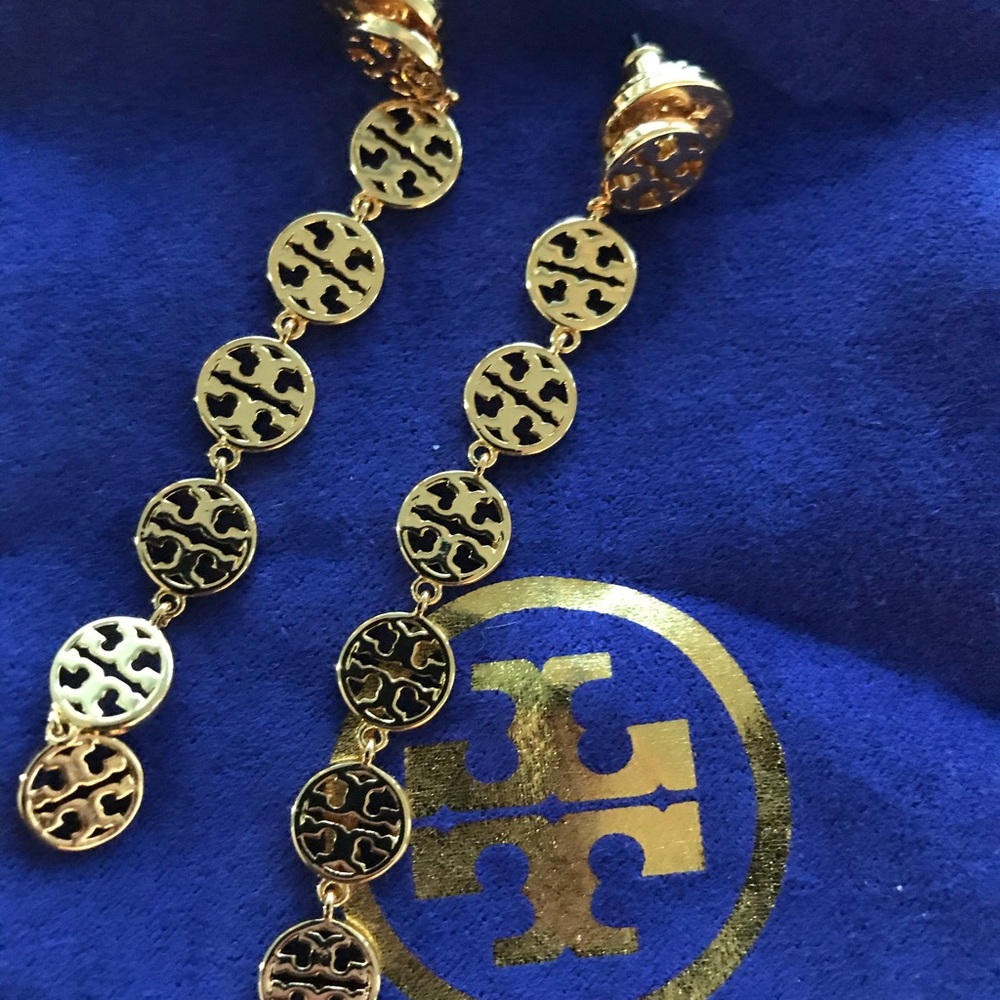 Like New TORY BURCH LOGO DROP EARRINGS